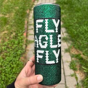 Green “Fly Eagles Fly” Rhinestone Tumbler